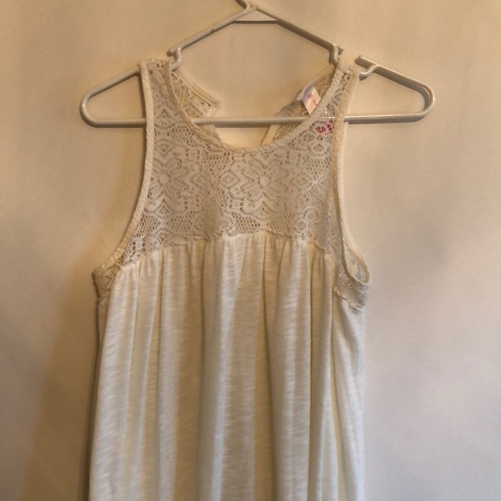 No boundaries white lace tank top